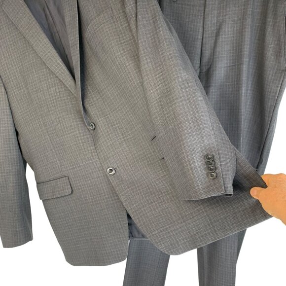 Michael Kors Mens Grey Two-Piece Suit plaid Wool Size 46L EUC - Picture 8 of 11